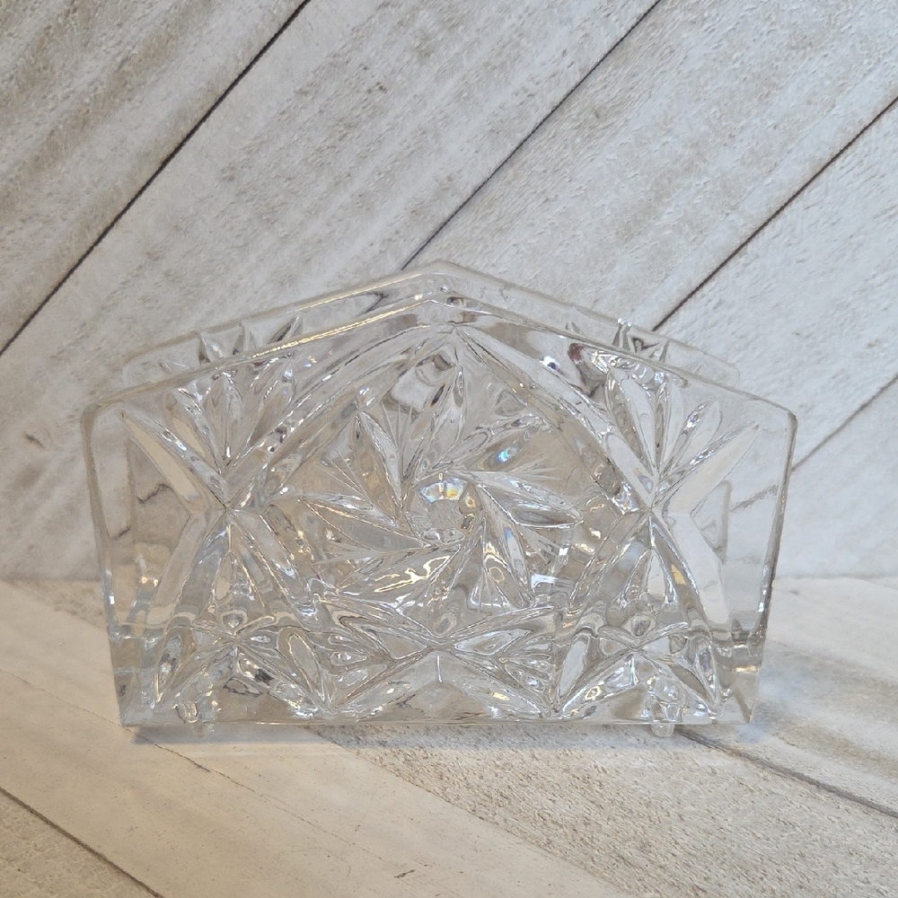 Vintage Glass Napkin Holder Pinwheel Pattern